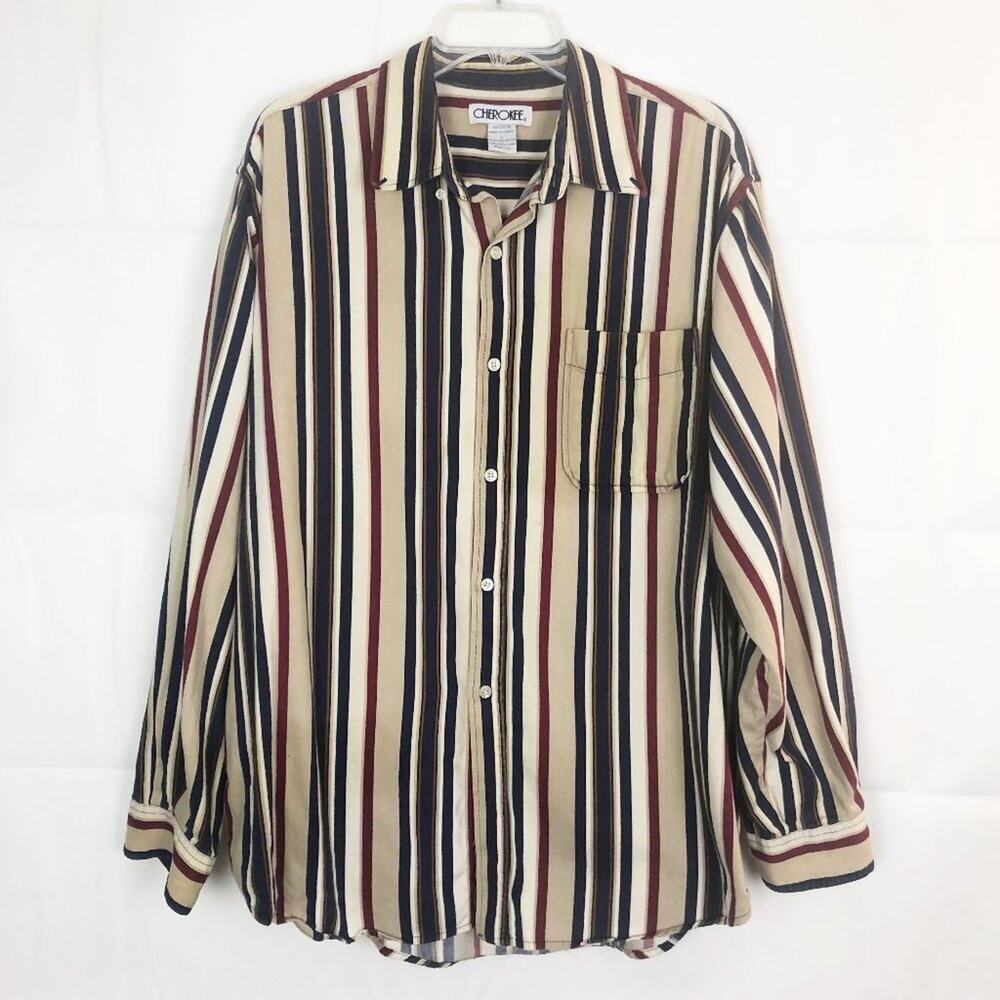 Cherokee Vintage Men's 100% Cotton Striped Shirt Size L